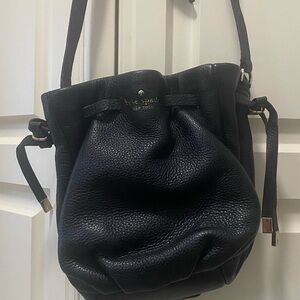 Kate Spade Black Leather Bucket Crossbody Bag